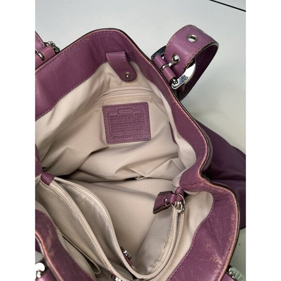 Coach Soho North South Purple Leather Satchel #F17216 - Picture 9 of 12